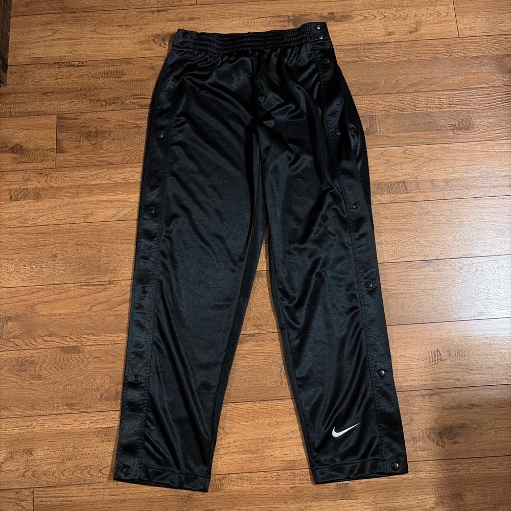 Nike Vintage Tear Away Track Pants Size S Black Snap Leg Warmup